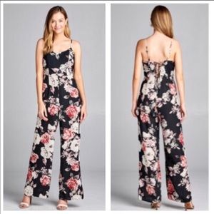 Black Floral Cross Jumpsuit